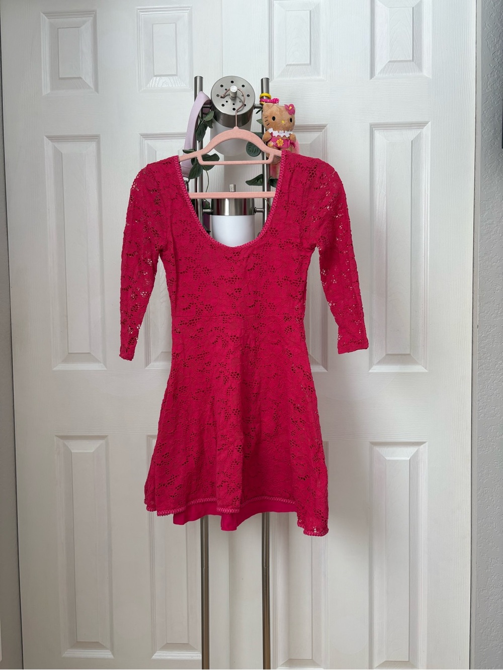 Free People Fuchsia Crochet Lace Dress